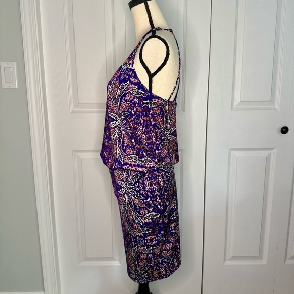 Athleta Purple multi color Tiered Bra Top Halter Sundress. Size M - Picture 4 of 9